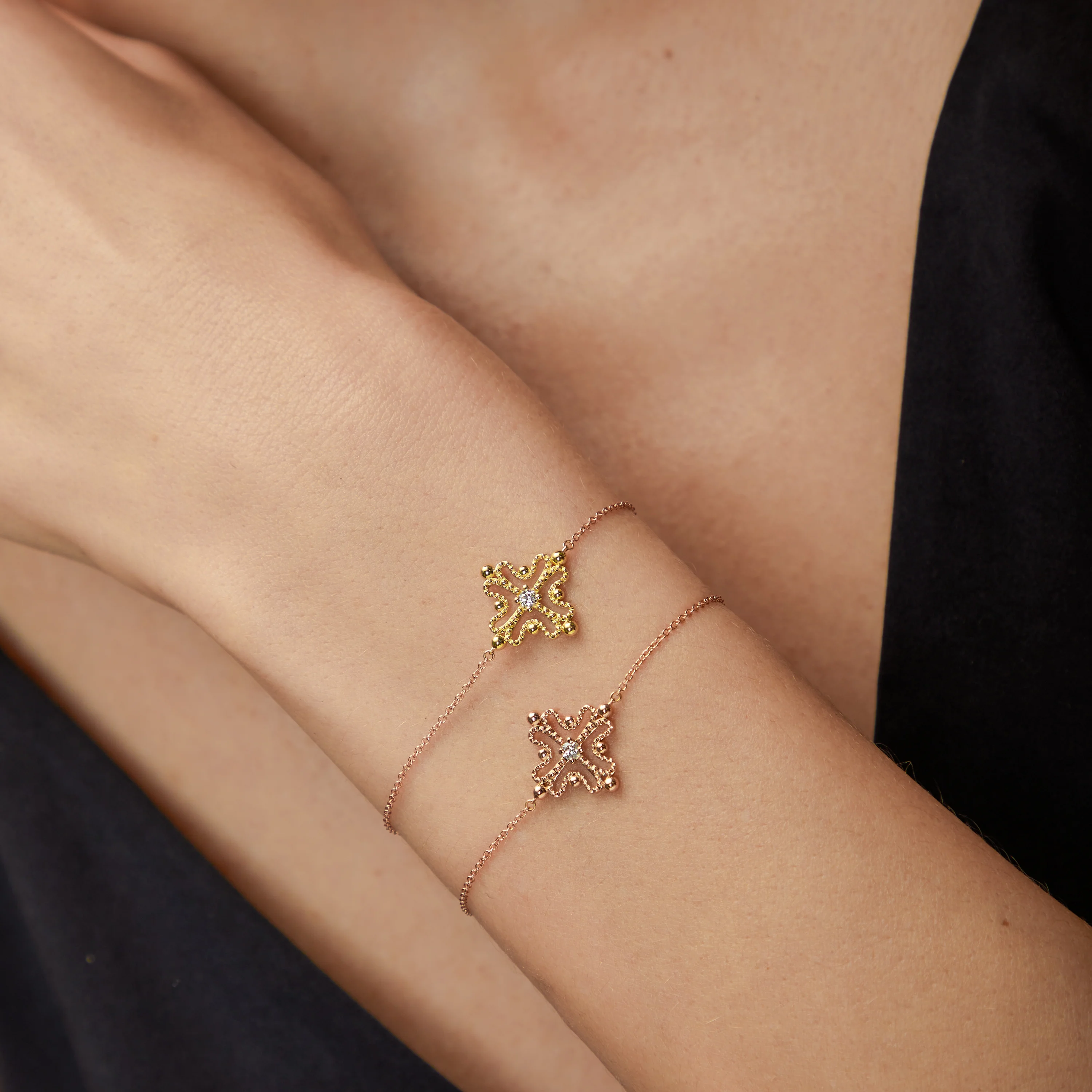 Nina Bracelet Diamond and gold Pearl - Image 3