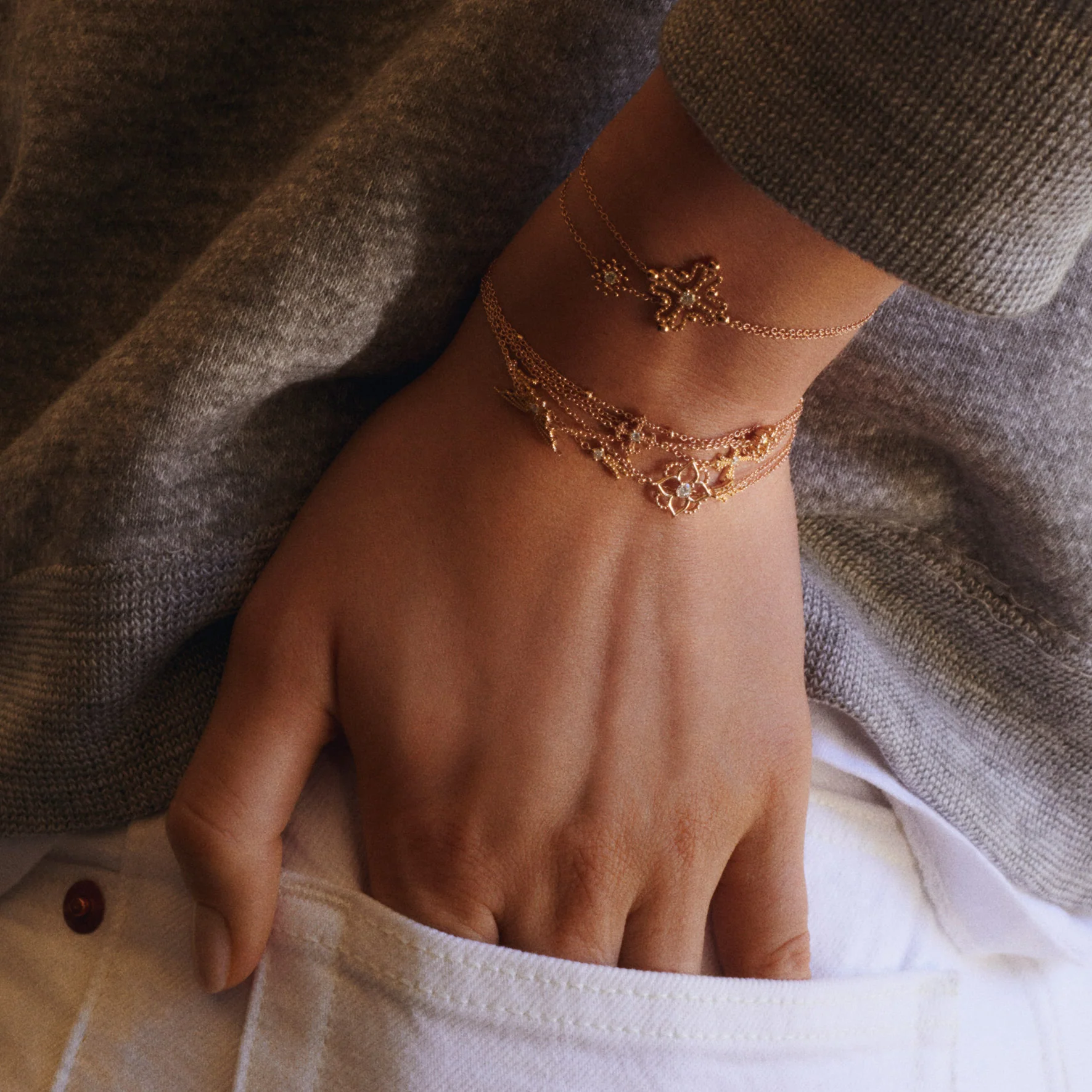 Nina Bracelet Diamond and gold Pearl - Image 4